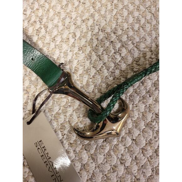 Ermanno Scervino Vintage Green Leather Belt With Anchor 90 Made In Italy main image 5